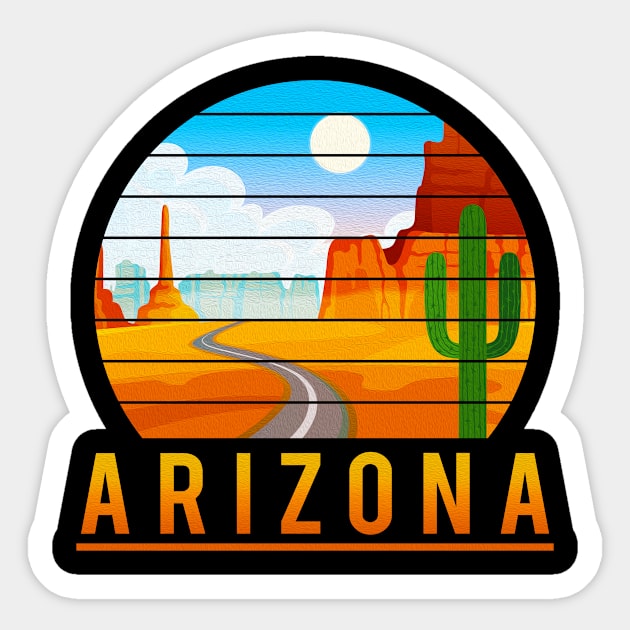 Arizona Desert Road and Saguaro Cactus Sticker by Eyes4